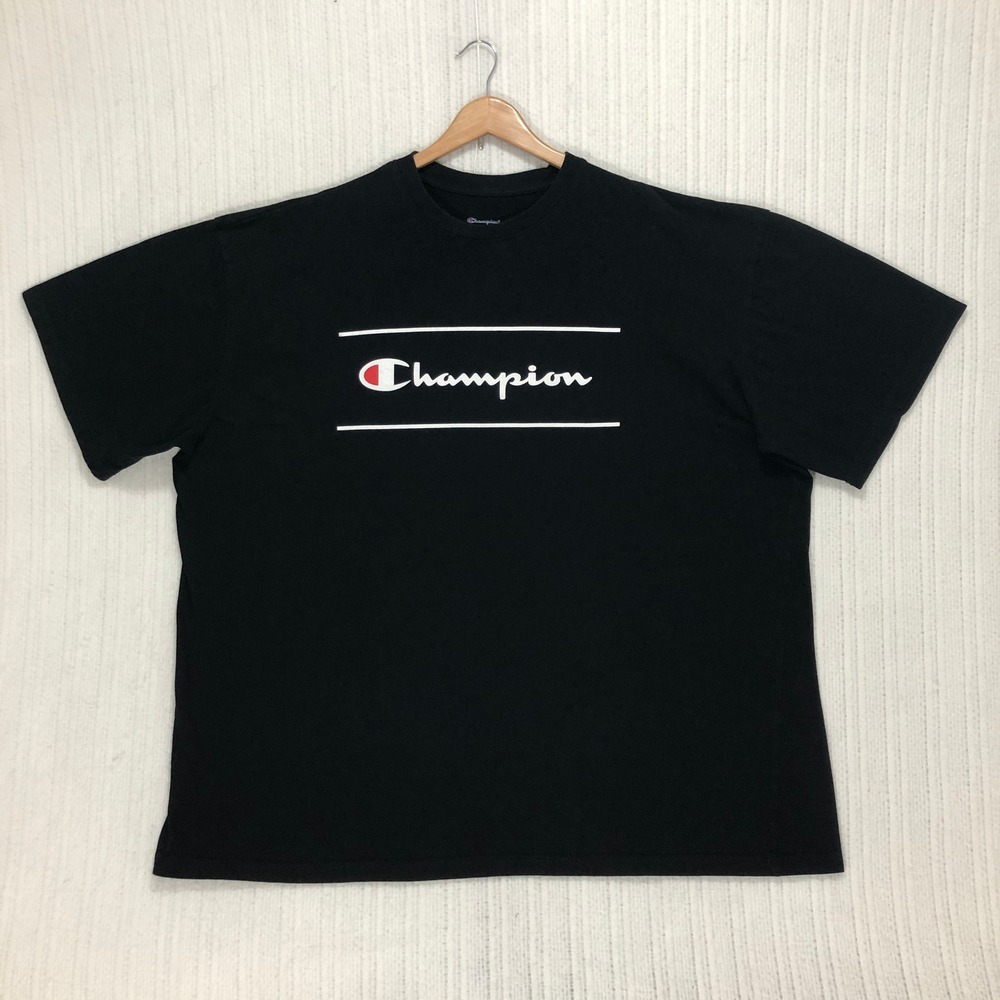 Champion Mens 4XLT Black Graphic Logo T-Shirt Short Sleeve Cotton Big and Tall - Picture 3 of 8